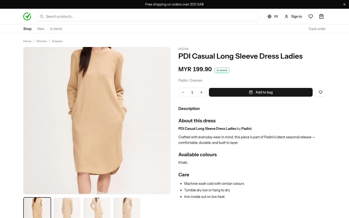 Storefront product detail page
